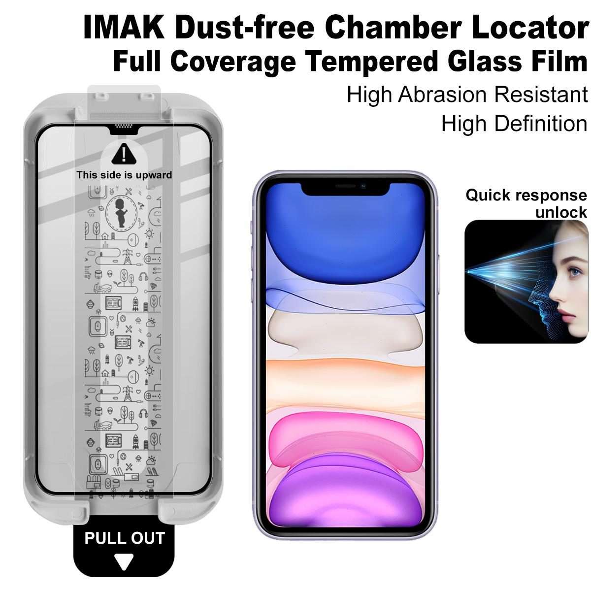 For iPhone 11 Pro / X imak Dust-free Chamber Locator Full Coverage Tempered Glass Film