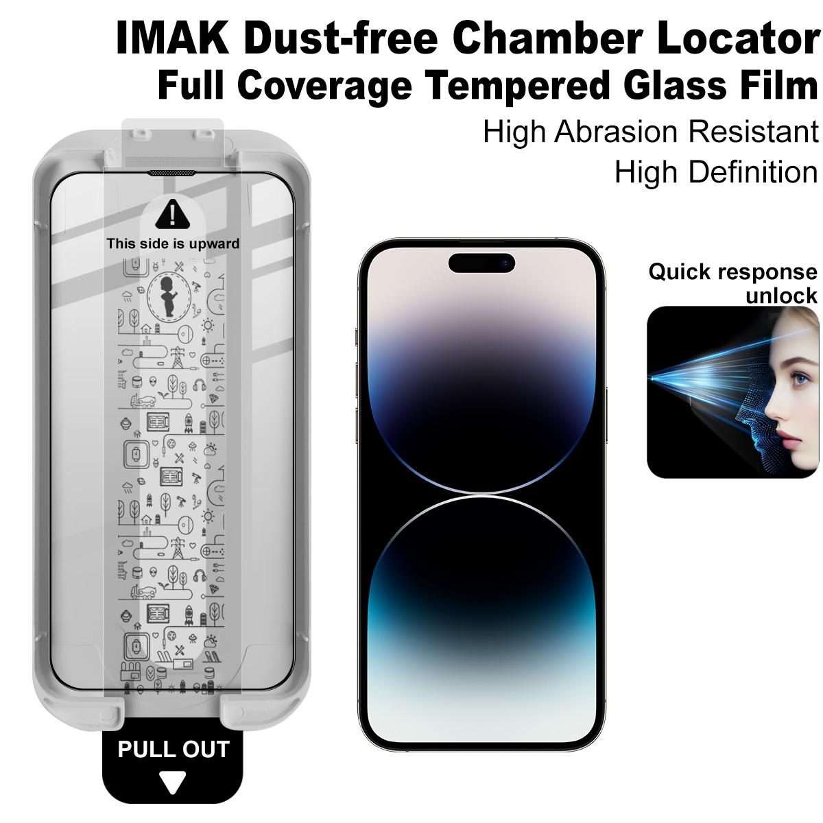 For iPhone 15 Pro imak Dust-free Chamber Locator Full Coverage Tempered Glass Film