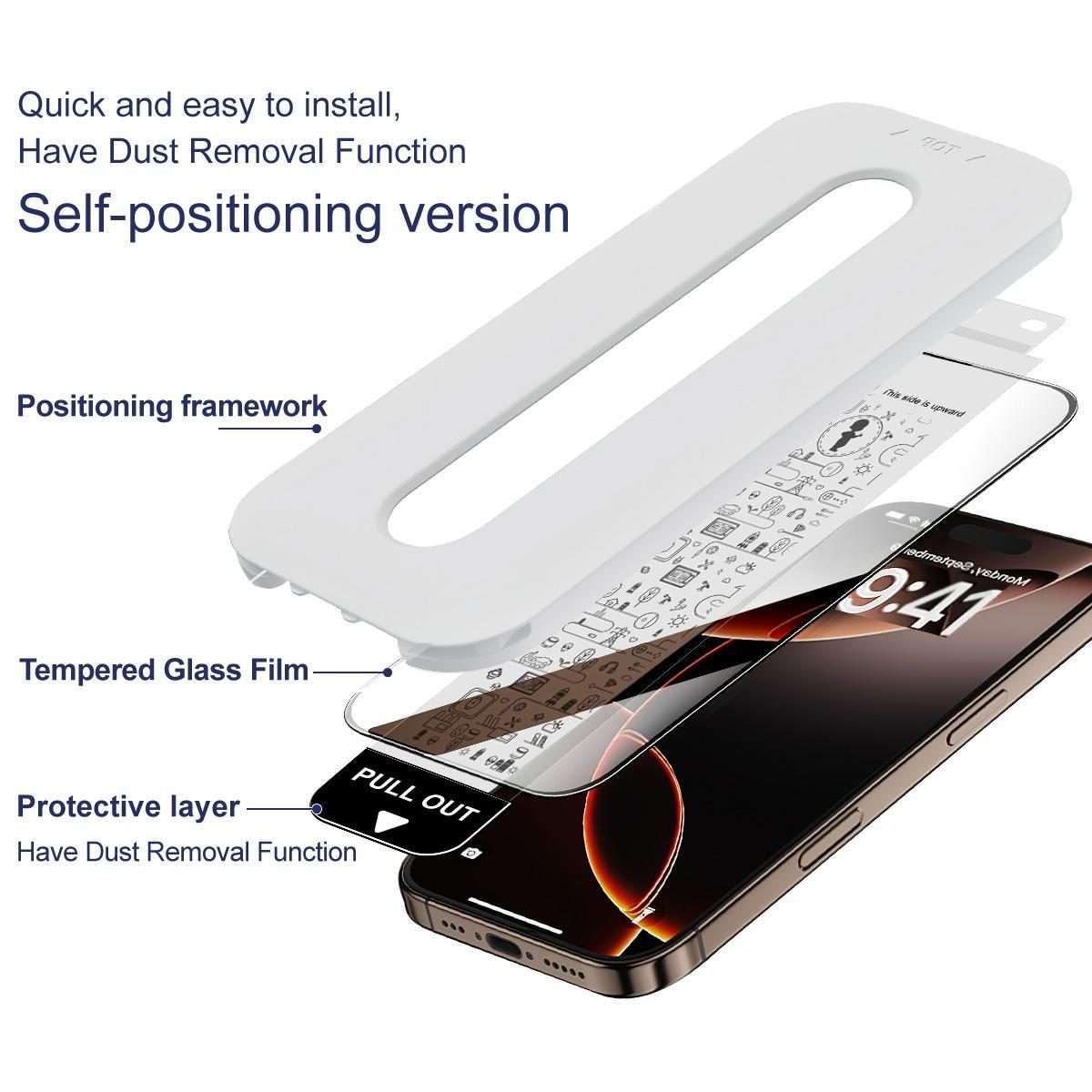 For iPhone 15 Pro imak Dust-free Chamber Locator Full Coverage Tempered Glass Film