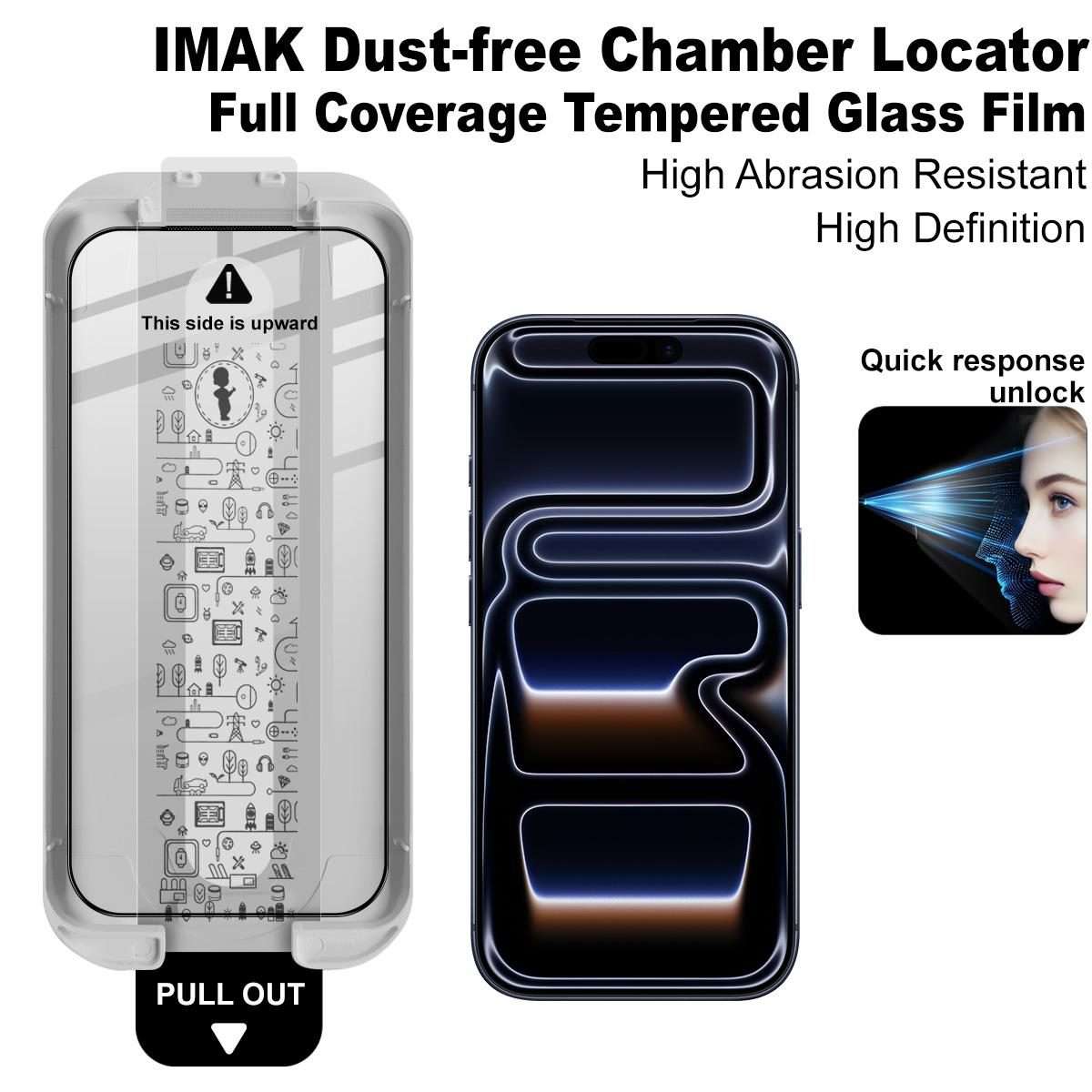 For iPhone 17 Pro imak Dust-free Chamber Locator Full Coverage Tempered Glass Film