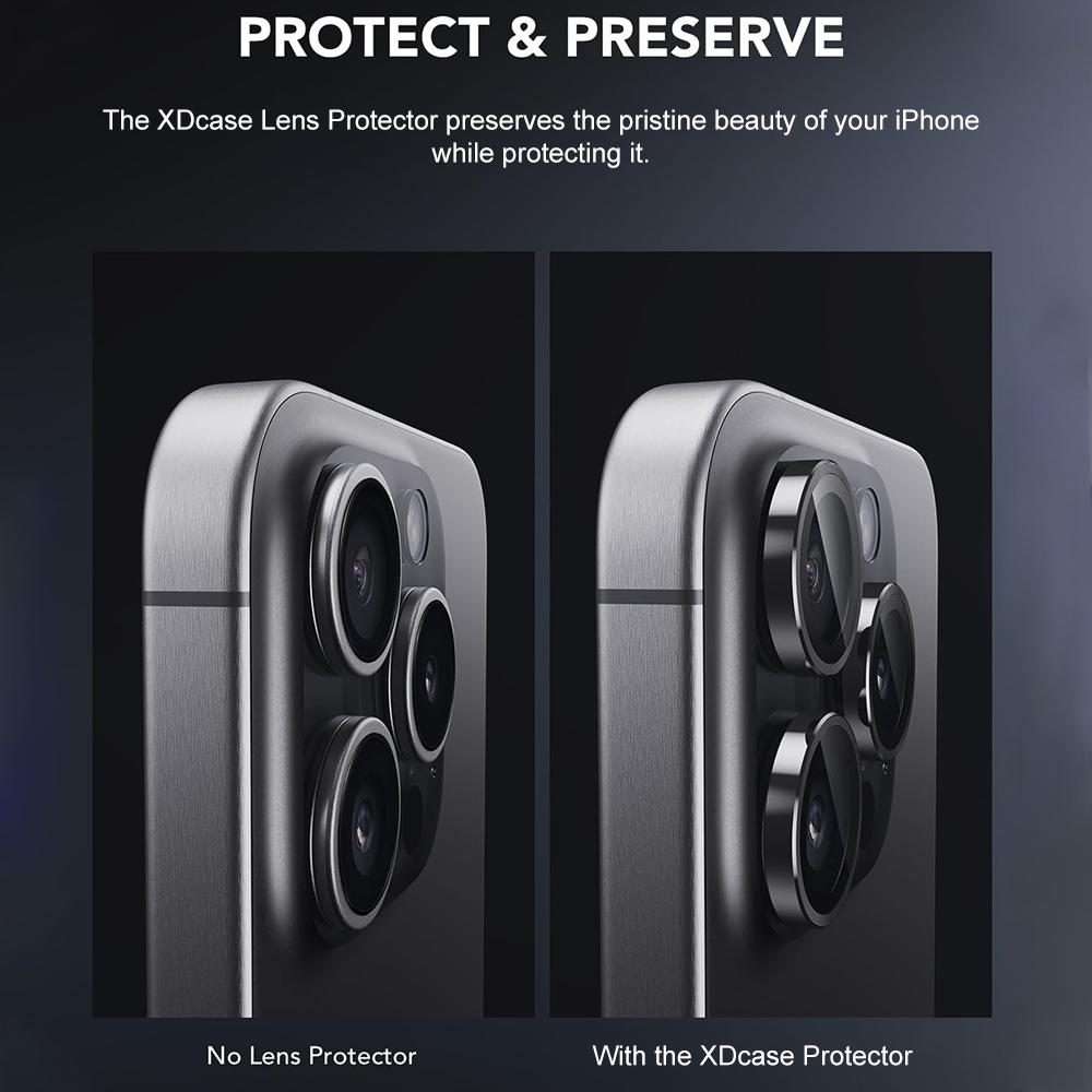 For iPhone 16 Pro / 16 Pro Max XDcase AF + AR Hawkeye Camera Lens Protector with Alig ... (Silver)