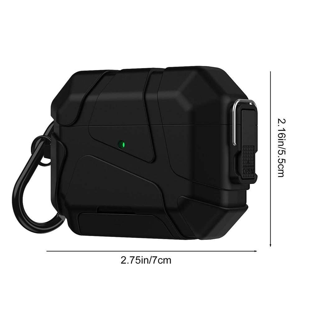 For AirPods Pro 2 / 1 XDcase Football-style Security Lock TPU Earbud Case with Hook & ... (Black)