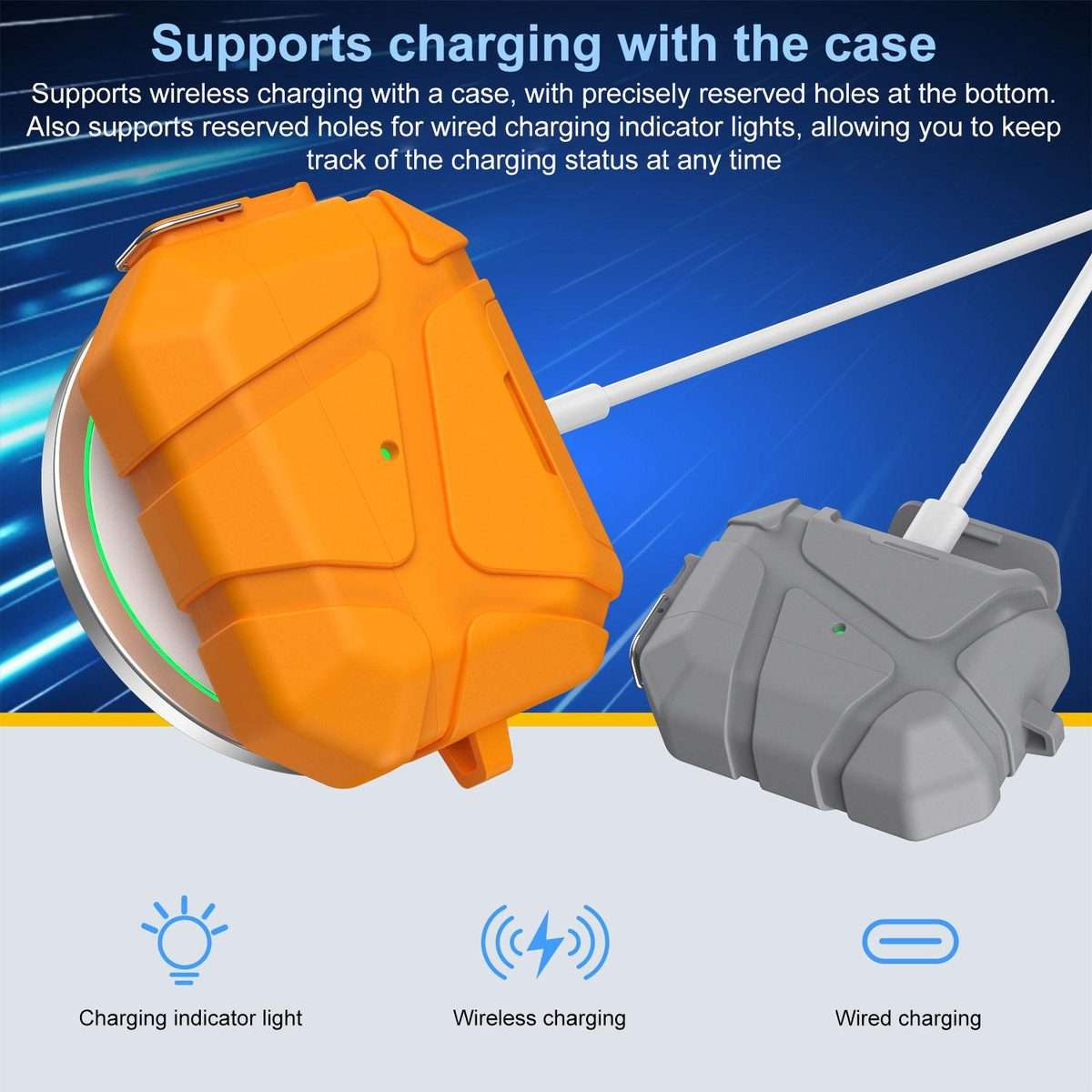 For AirPods Pro 2 / 1 XDcase Football-style Security Lock TPU Earbud Case with Hook & ... (Black)