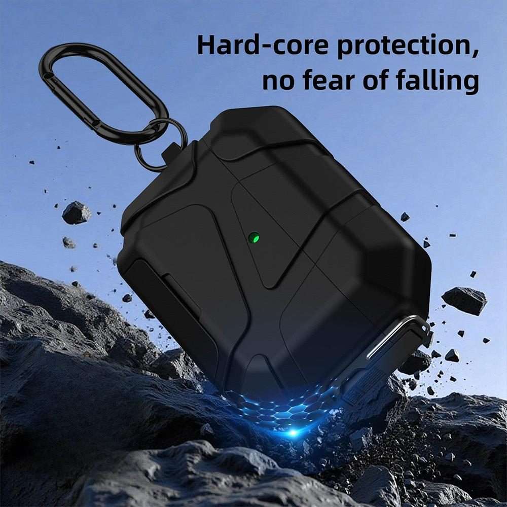 For AirPods Pro 2 / 1 XDcase Football-style Security Lock TPU Earbud Case with Hook & ... (Black)