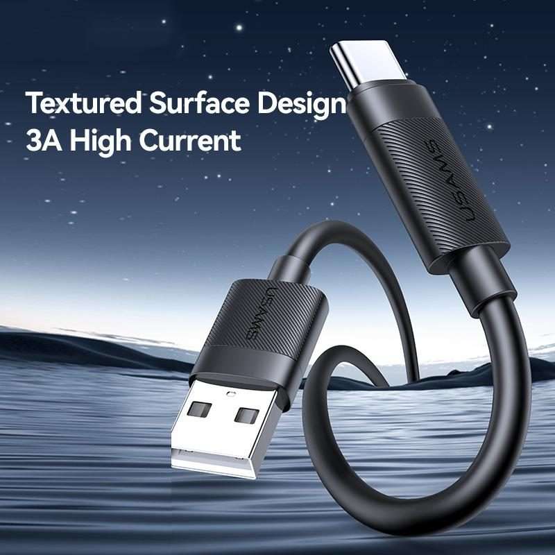 USAMS SJ777 U94 USB to Type-C 3A Fast Charging Data Cable, Length:1m(Black)