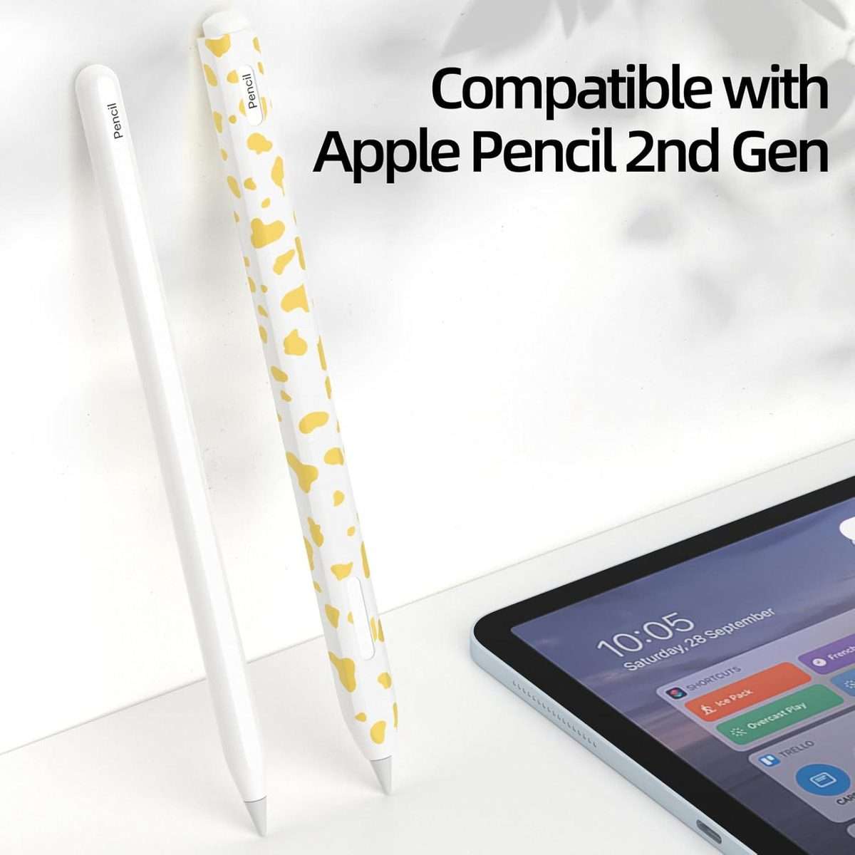 For Apple Pencil Pro / 2 XDcase Cow Print Silicone Protective Stylus Pen Sleeve(Blue)