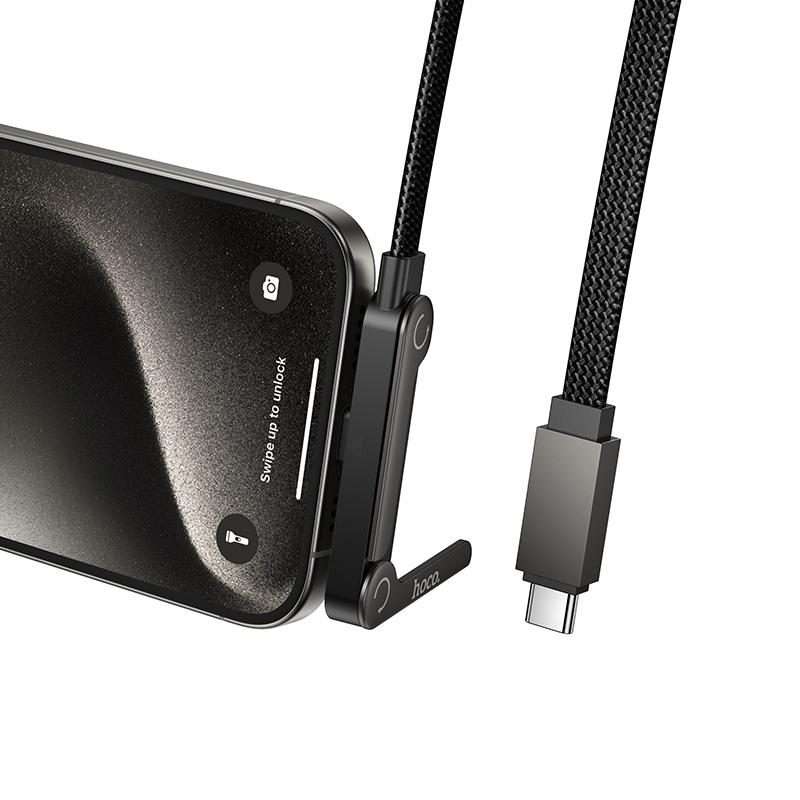 hoco U150 60W Type-C to Type-C Charging Cable with Stand, Cable Length: 1.2m(Black)