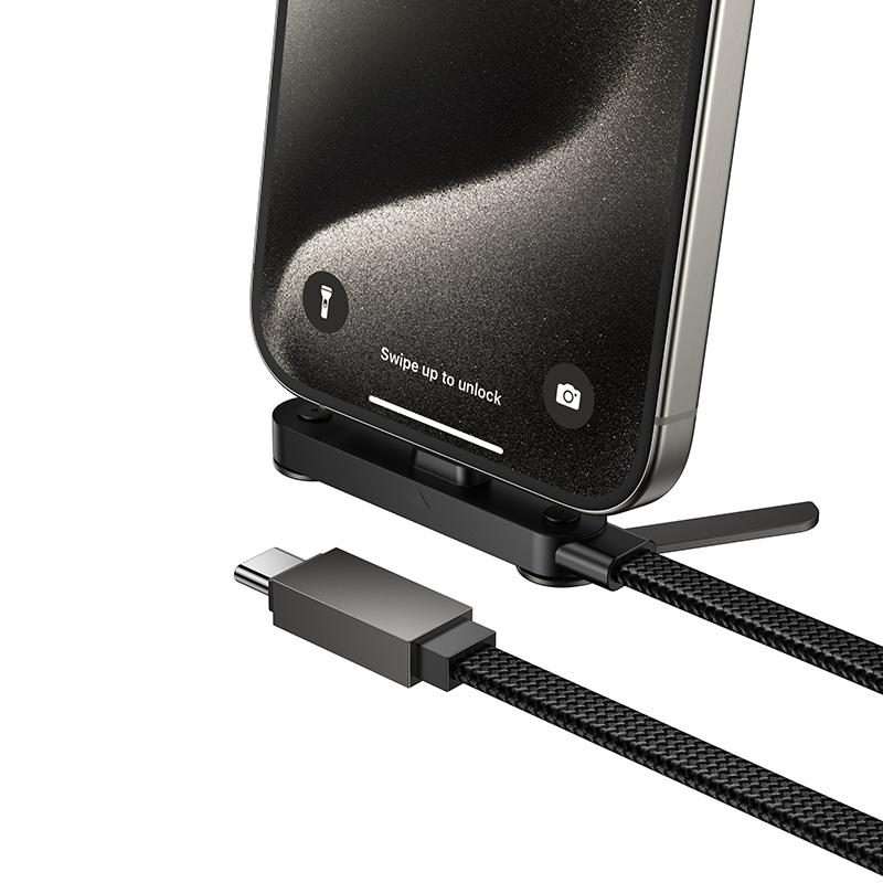hoco U150 60W Type-C to Type-C Charging Cable with Stand, Cable Length: 1.2m(Black)