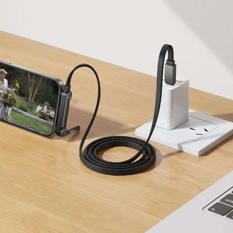 hoco U150 60W Type-C to Type-C Charging Cable with Stand, Cable Length: 1.2m(Black)