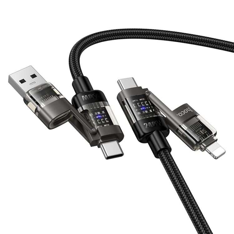 hoco U151 240W 4 in 1 USB and Type-C to Type-C and 8 Pin Charging Cable,Length: 1.2m(Black)