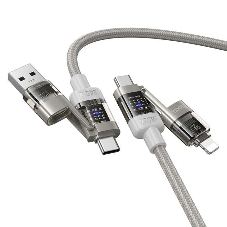 hoco U151 240W 4 in 1 USB and Type-C to Type-C and 8 Pin Charging Cable,Length: 1.2m(Grey)
