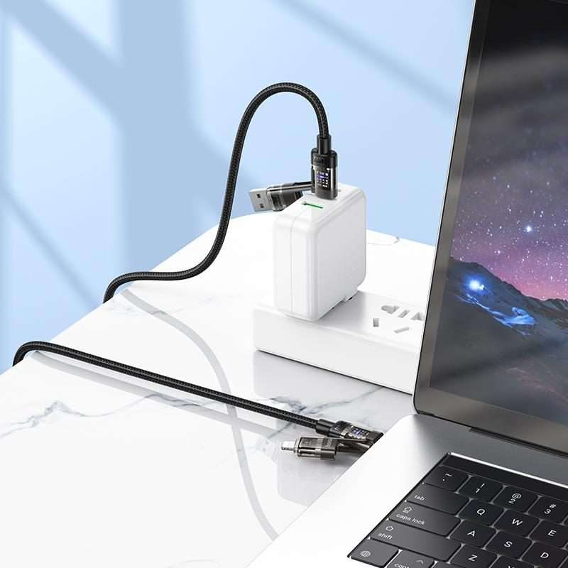 hoco U151 240W 4 in 1 USB and Type-C to Type-C and 8 Pin Charging Cable,Length: 1.2m(Grey)