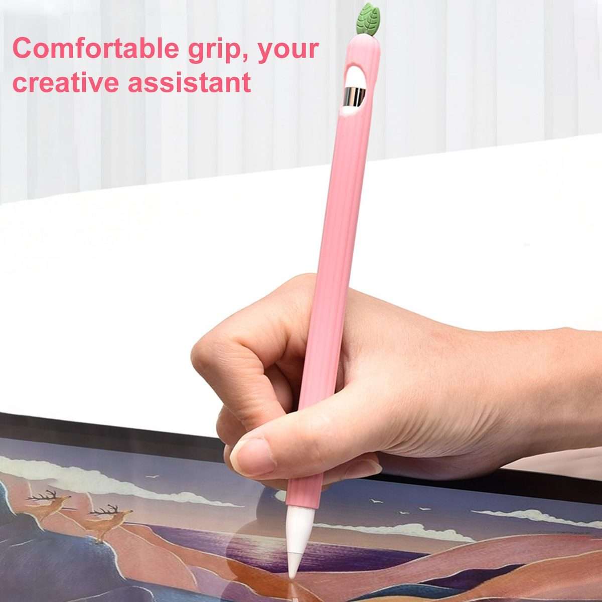 For Apple Pencil Pro / 2 XDcase Fruit & Veggie Anti-Slip Silicone Stylus Pen Sleeve(Pineapple)