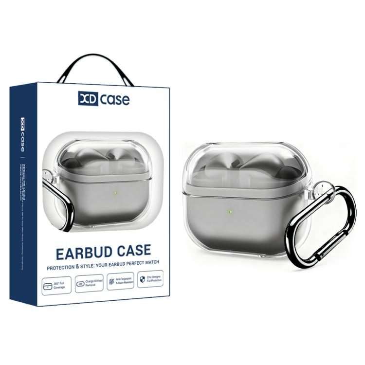 For Samsung Galaxy Buds3 / 3 Pro / 3 FE XDcase Transparent TPU Earbud Case with Silver Hook
