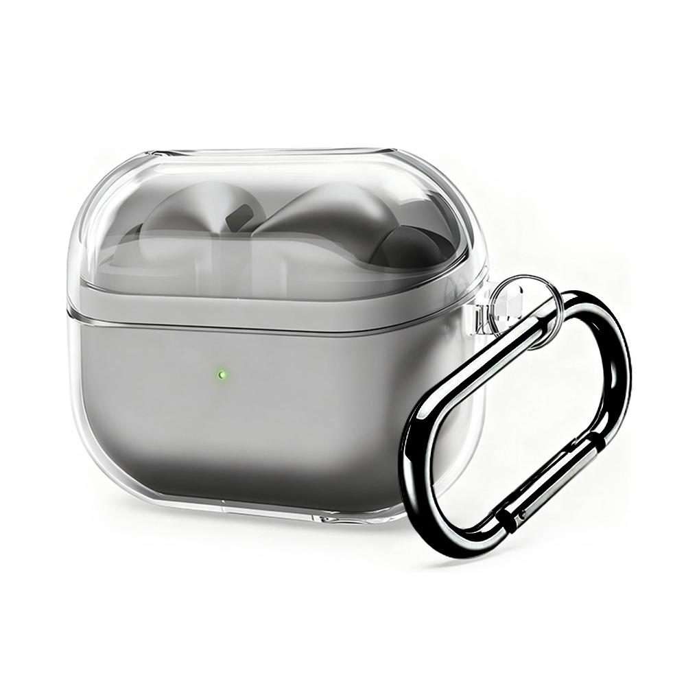 For Samsung Galaxy Buds3 / 3 Pro / 3 FE XDcase Transparent TPU Earbud Case with Silver Hook