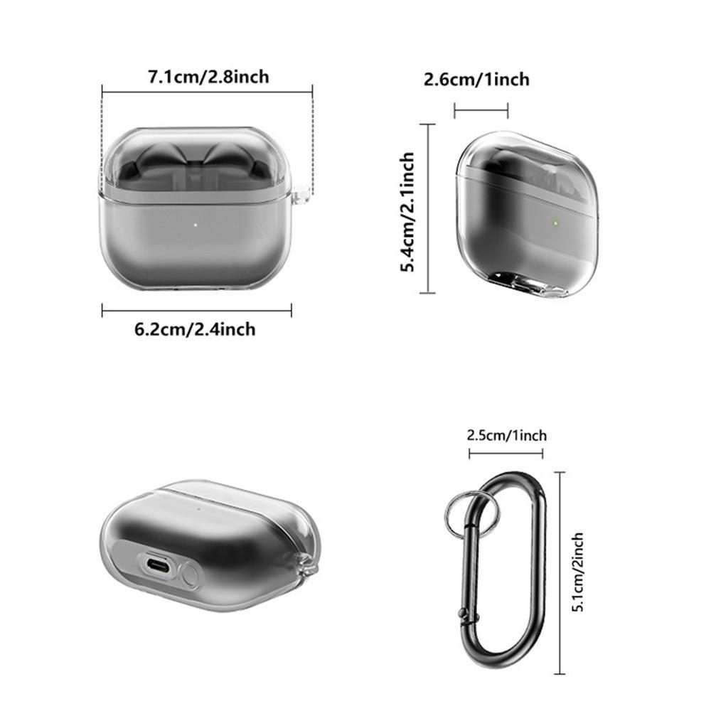 For Samsung Galaxy Buds3 / 3 Pro / 3 FE XDcase Transparent TPU Earbud Case with Silver Hook