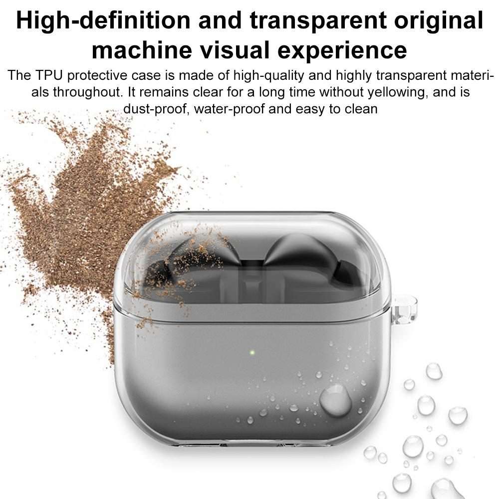 For Samsung Galaxy Buds3 / 3 Pro / 3 FE XDcase Transparent TPU Earbud Case with Silver Hook