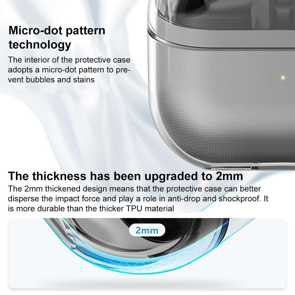 For Samsung Galaxy Buds3 / 3 Pro / 3 FE XDcase Transparent TPU Earbud Case with Silver Hook