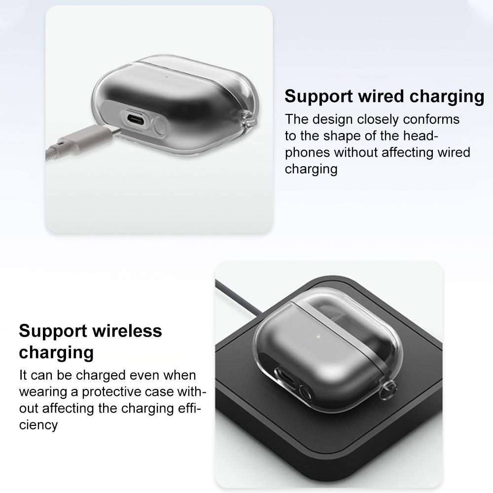 For Samsung Galaxy Buds3 / 3 Pro / 3 FE XDcase Transparent TPU Earbud Case with Silver Hook