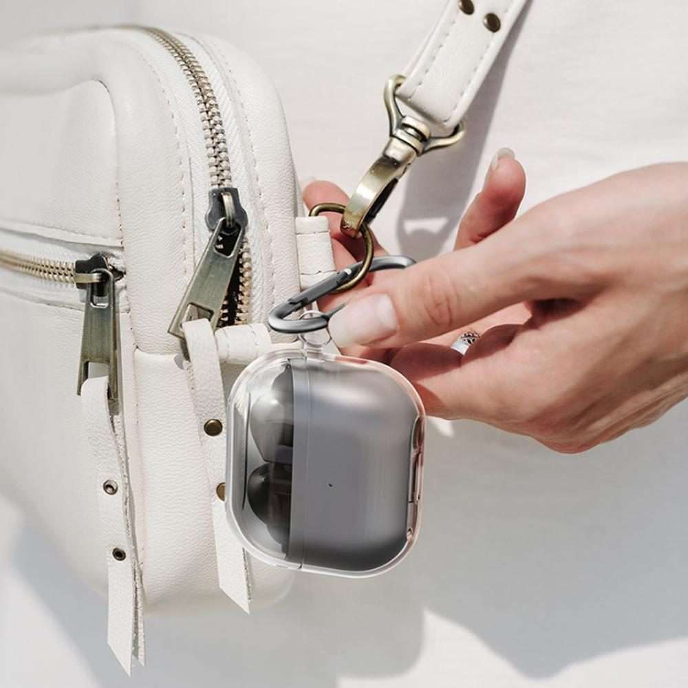 For Samsung Galaxy Buds3 / 3 Pro / 3 FE XDcase Transparent TPU Earbud Case with Silver Hook