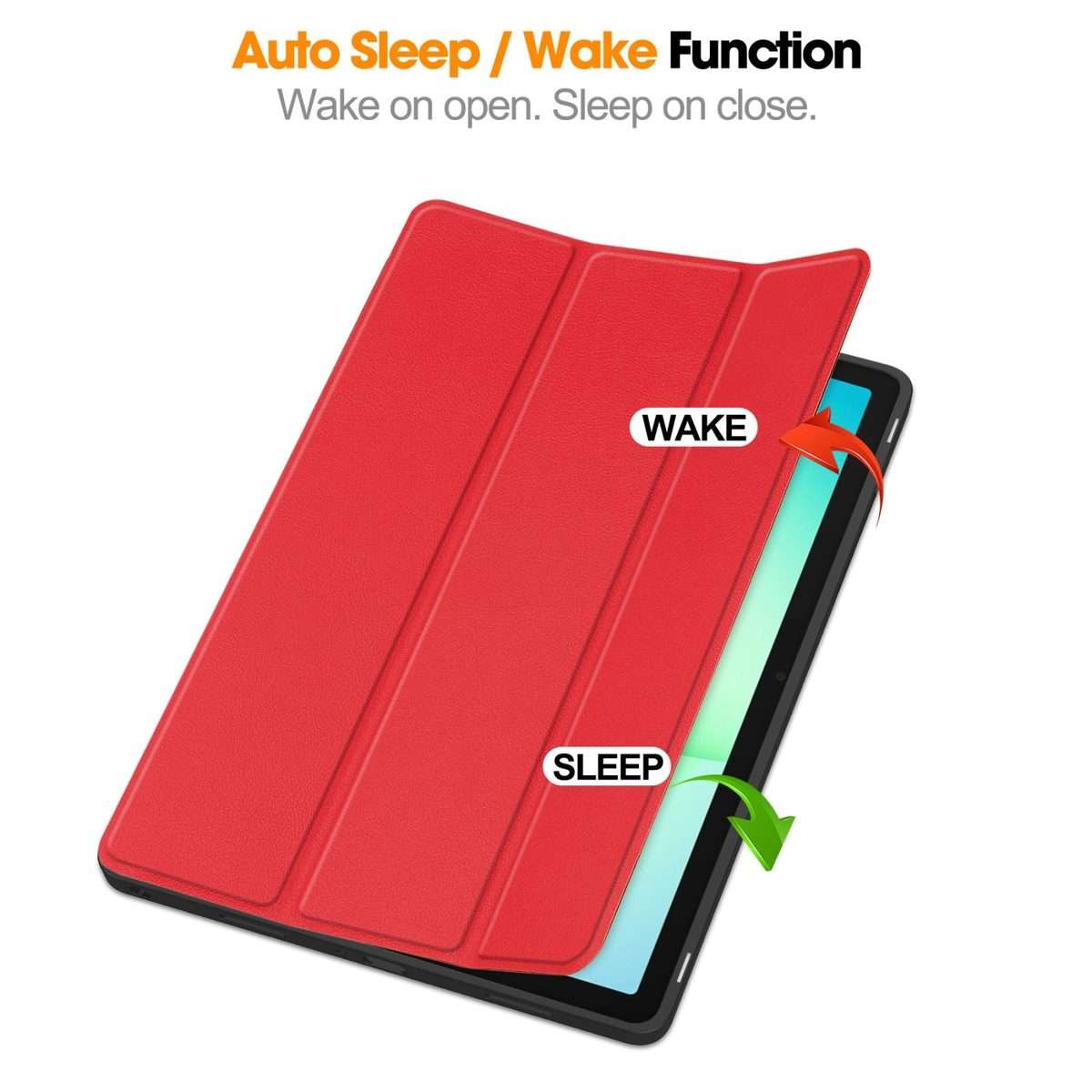 For Samsung Galaxy Tab A11+ Custer TPU Pure Color 3-Fold Holder Smart Leather Tablet Cas ... (Red)