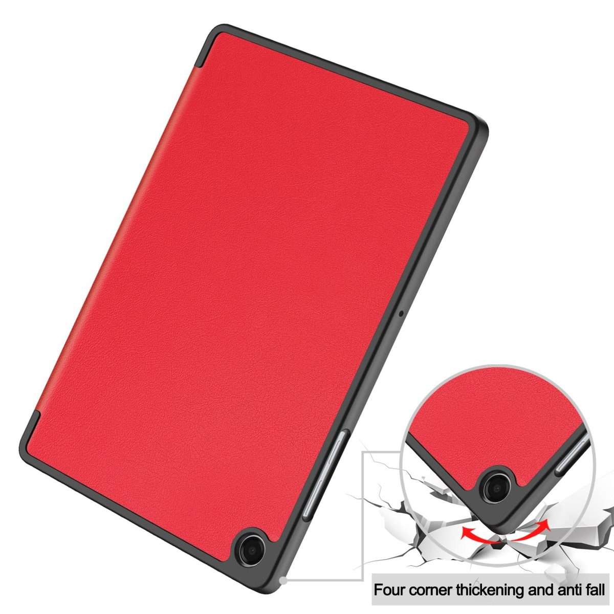 For Samsung Galaxy Tab A11+ Custer TPU Pure Color 3-Fold Holder Smart Leather Tablet Cas ... (Red)