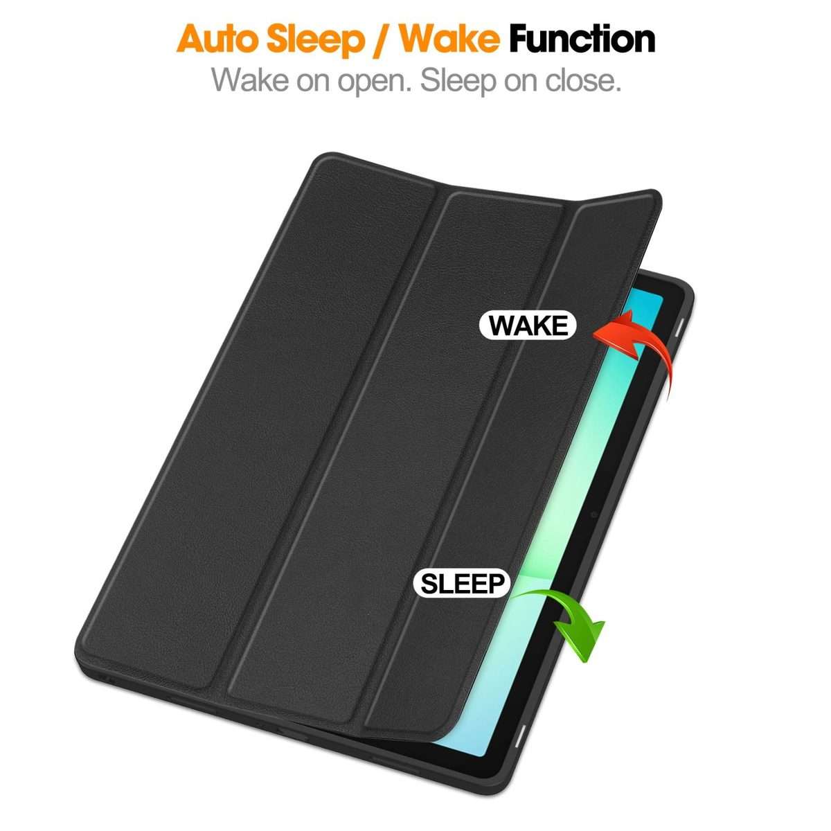 For Samsung Galaxy Tab A11+ Custer TPU Pure Color 3-Fold Holder Smart Leather Tablet C ... (Black)
