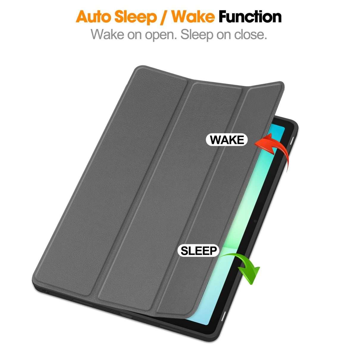 For Samsung Galaxy Tab A11+ Custer TPU Pure Color 3-Fold Holder Smart Leather Tablet Ca ... (Grey)