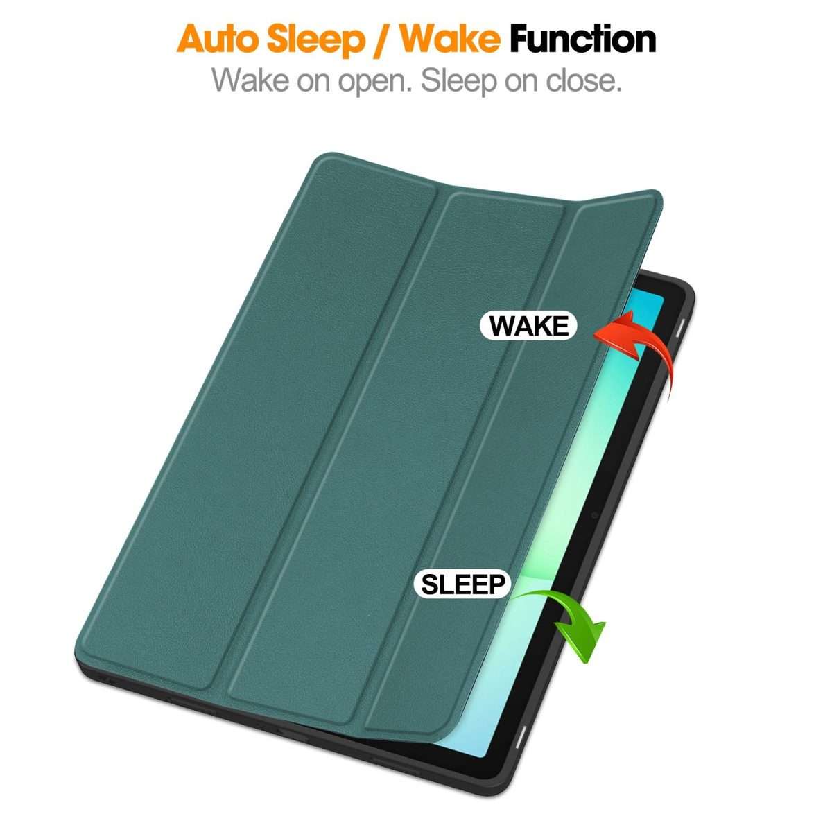 For Samsung Galaxy Tab A11+ Custer TPU Pure Color 3-Fold Holder Smart Leather Tab ... (Dark Green)