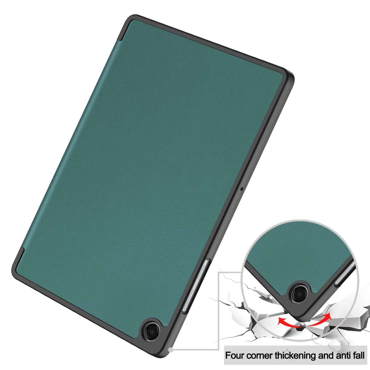 For Samsung Galaxy Tab A11+ Custer TPU Pure Color 3-Fold Holder Smart Leather Tab ... (Dark Green)