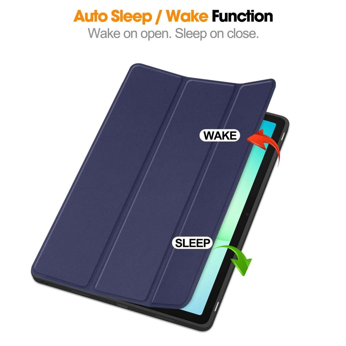 For Samsung Galaxy Tab A11+ Custer TPU Pure Color 3-Fold Holder Smart Leather Tabl ... (Dark Blue)