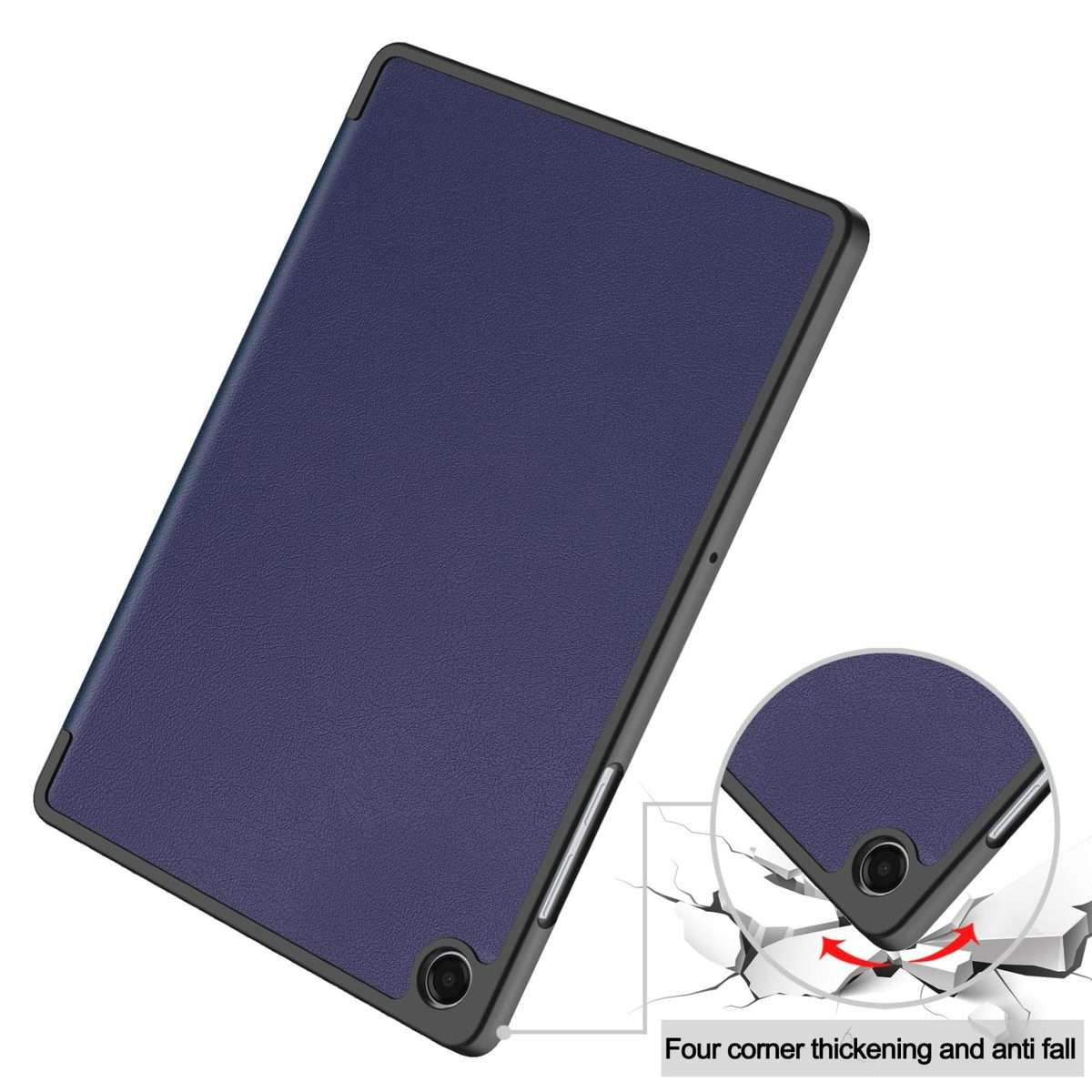 For Samsung Galaxy Tab A11+ Custer TPU Pure Color 3-Fold Holder Smart Leather Tabl ... (Dark Blue)