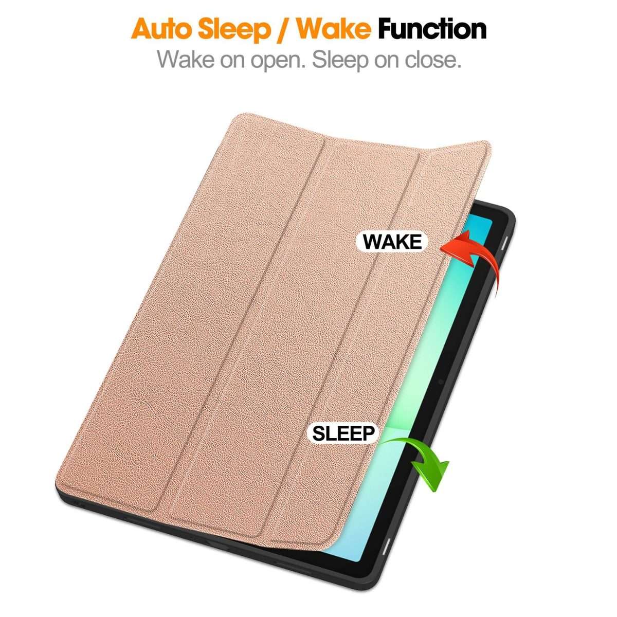 For Samsung Galaxy Tab A11+ Custer TPU Pure Color 3-Fold Holder Smart Leather Tabl ... (Rose Gold)