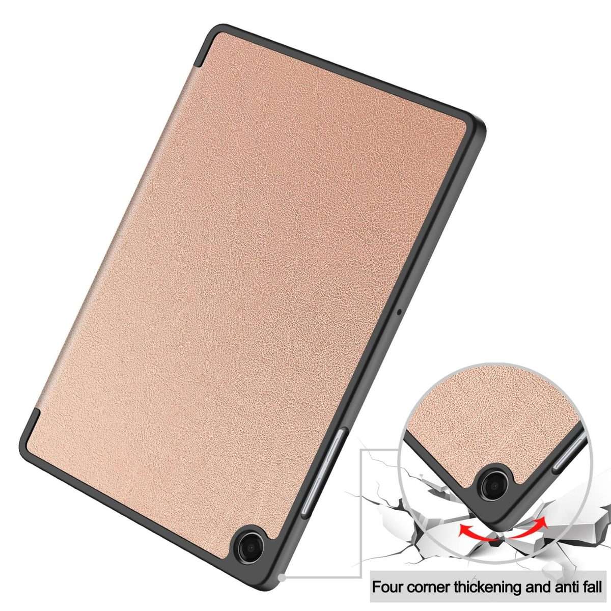 For Samsung Galaxy Tab A11+ Custer TPU Pure Color 3-Fold Holder Smart Leather Tabl ... (Rose Gold)