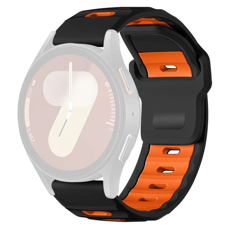 20mm xDfind Flat-head Dual-color Silicone Watch Band(Black+Orange)
