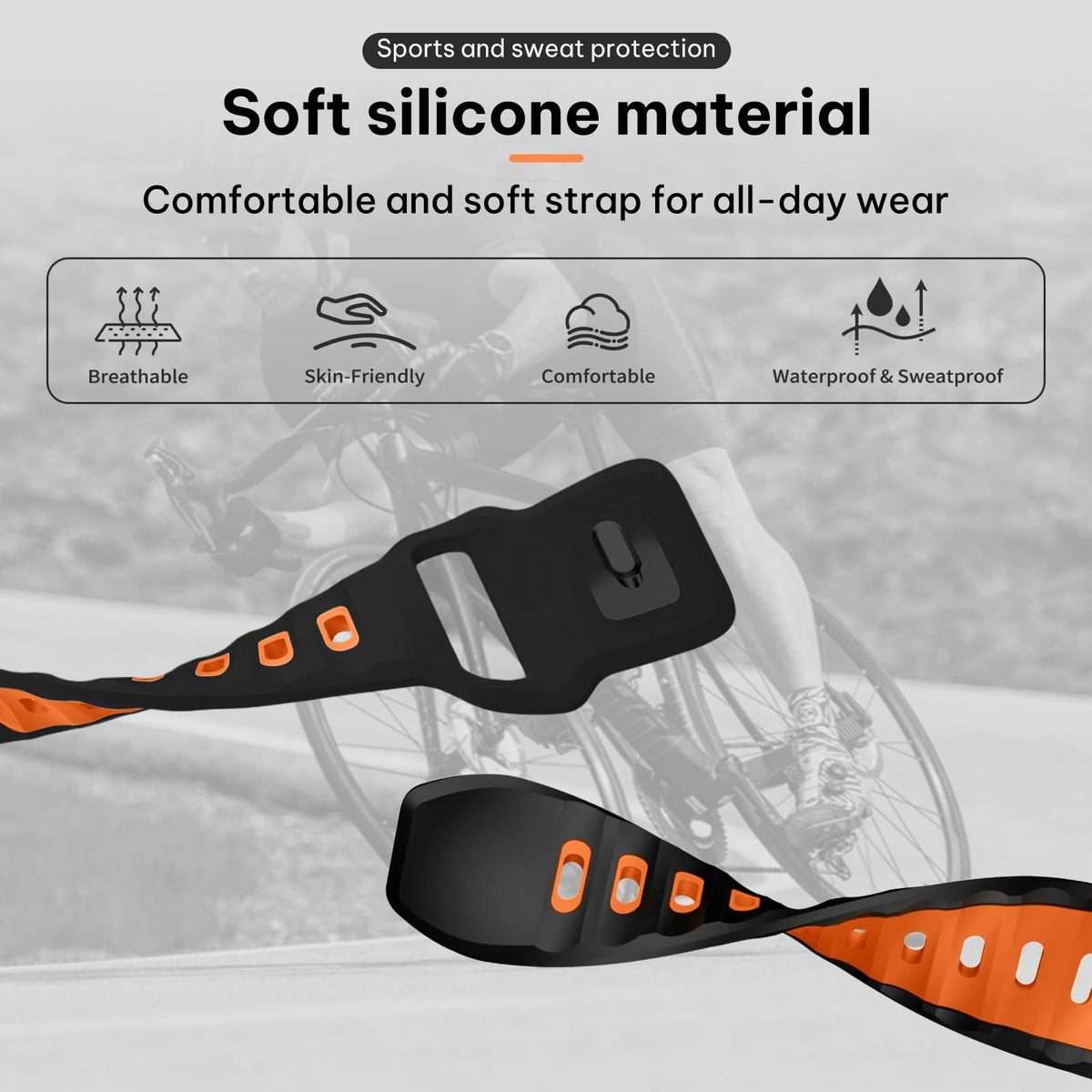 20mm xDfind Flat-head Dual-color Silicone Watch Band(Black+Orange)