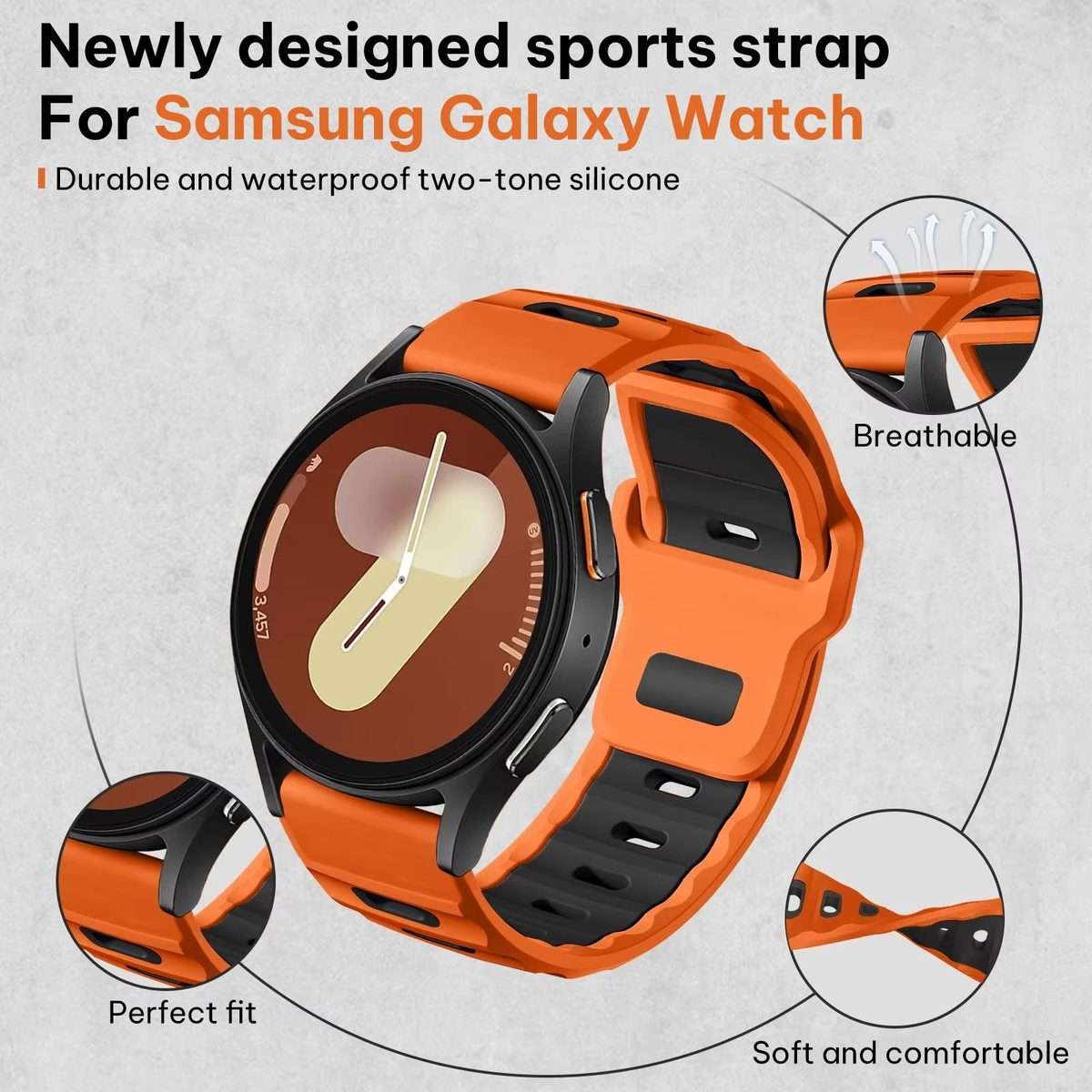 20mm xDfind Flat-head Dual-color Silicone Watch Band(Orange+Black)
