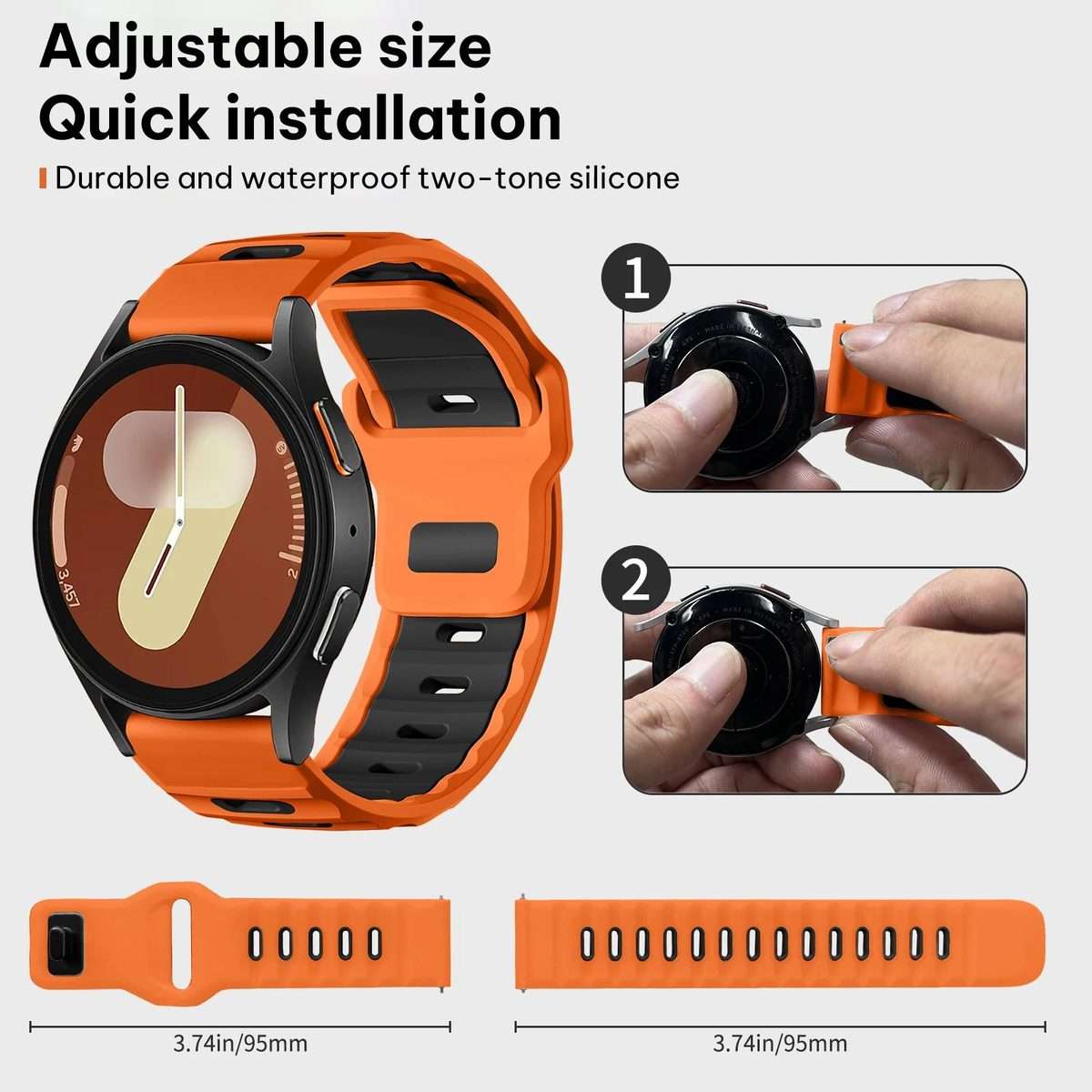 20mm xDfind Flat-head Dual-color Silicone Watch Band(Orange+Black)