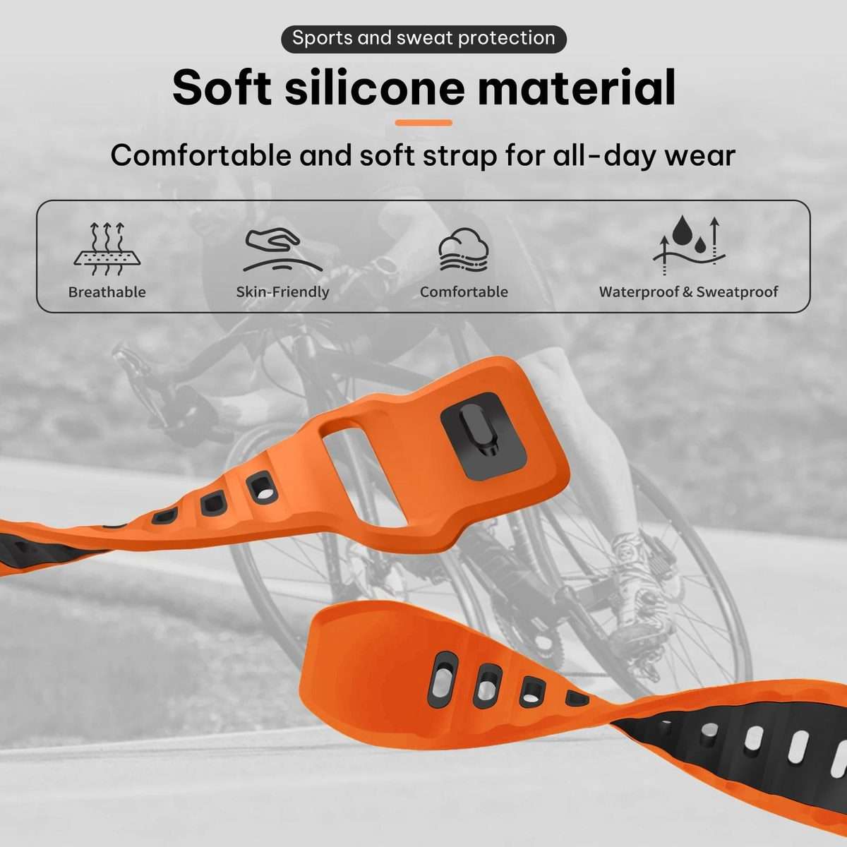 20mm xDfind Flat-head Dual-color Silicone Watch Band(Orange+Black)