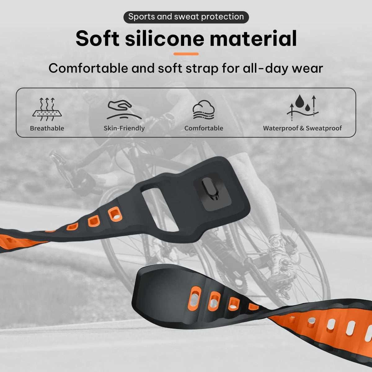 20mm xDfind Flat-head Dual-color Silicone Watch Band(Ash+Orange)