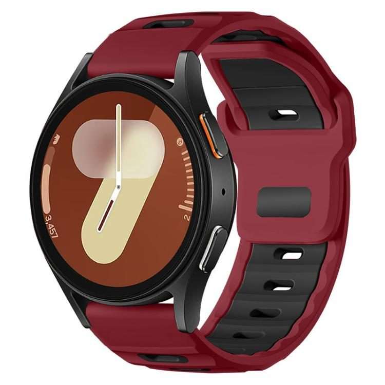 20mm xDfind Flat-head Dual-color Silicone Watch Band(Wine Red+Black)