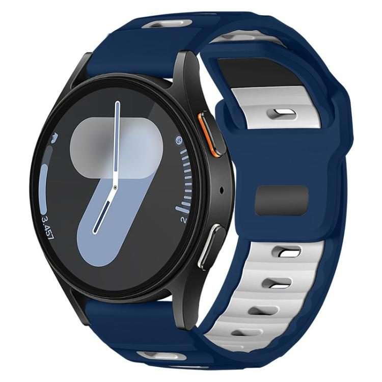 20mm xDfind Flat-head Dual-color Silicone Watch Band(Navy Blue+White)