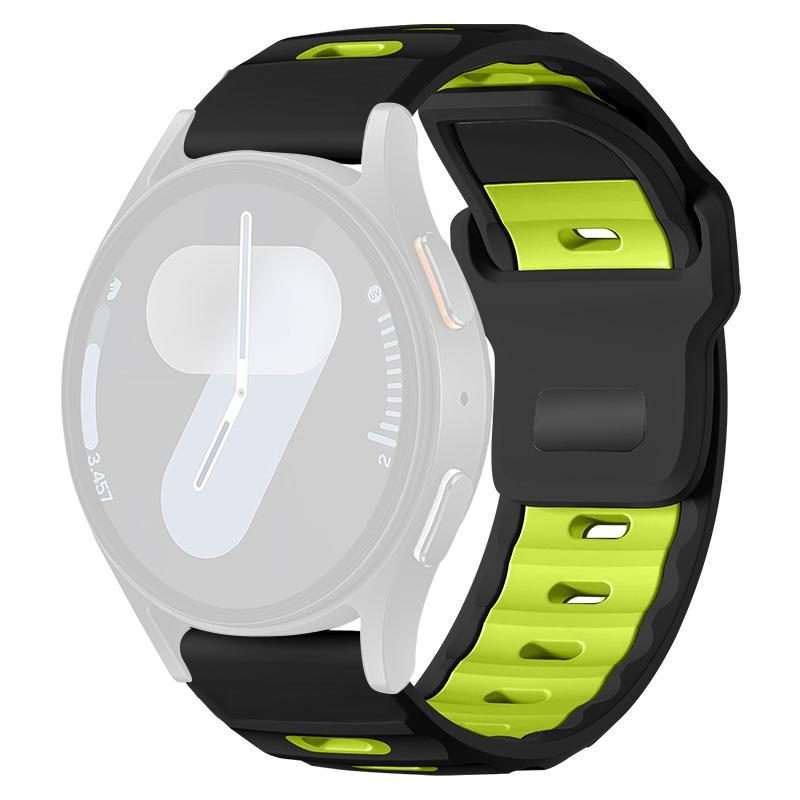 20mm xDfind Flat-head Dual-color Silicone Watch Band(Black+Fluorescent Green)