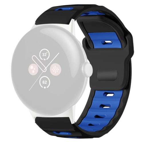 For Google Pixel Watch 4 / 3 / 2 / 1 41mm xDfind Flat-head Dual-color Silic ... (Black+Royal Blue)