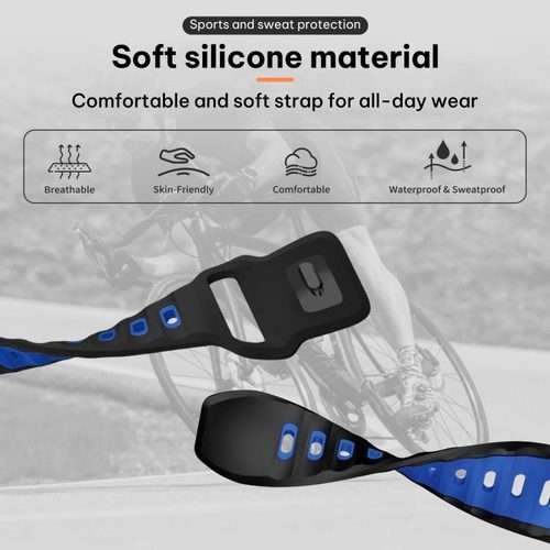 For Google Pixel Watch 4 / 3 / 2 / 1 41mm xDfind Flat-head Dual-color Silic ... (Black+Royal Blue)