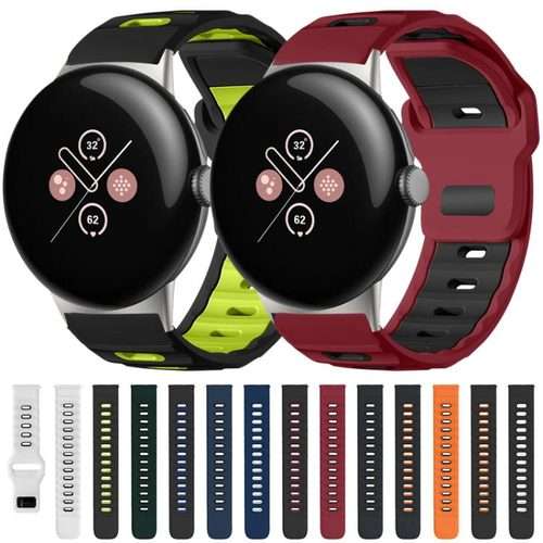 For Google Pixel Watch 4 / 3 / 2 / 1 41mm xDfind Flat-head Dual-color Silic ... (Black+Royal Blue)