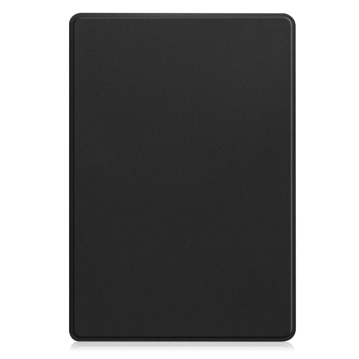 For Samsung Galaxy Tab A11+ Twill Fabric Vegan Leather Smart Tablet Case with Pen Tray ... (Black)