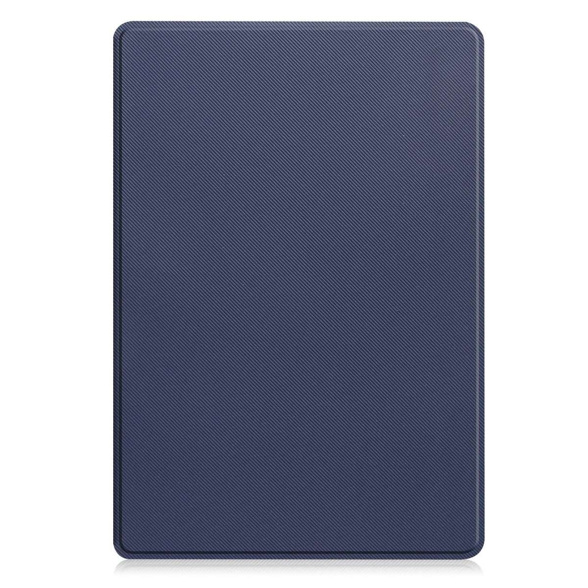 For Samsung Galaxy Tab A11+ Twill Fabric Vegan Leather Smart Tablet Case with Pen ... (Dark Blue)