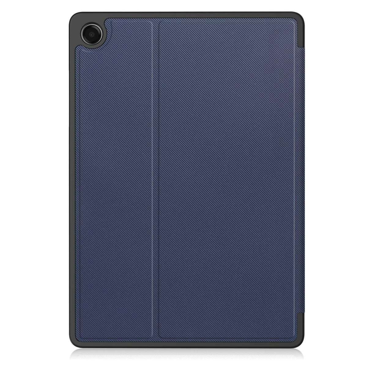 For Samsung Galaxy Tab A11+ Twill Fabric Vegan Leather Smart Tablet Case with Pen ... (Dark Blue)