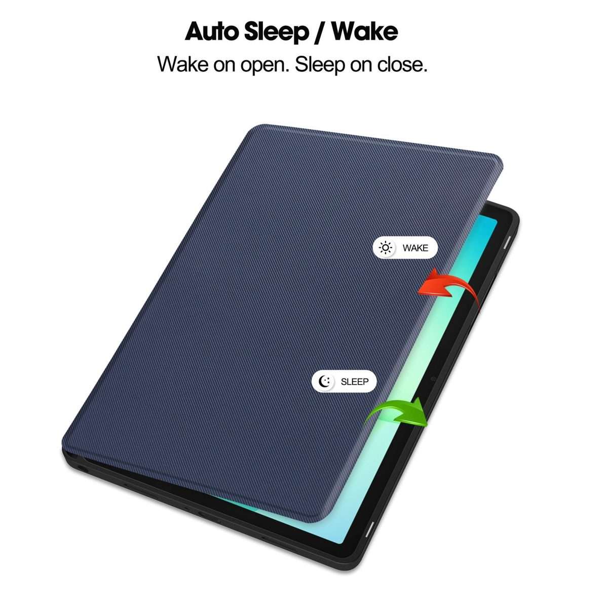 For Samsung Galaxy Tab A11+ Twill Fabric Vegan Leather Smart Tablet Case with Pen ... (Dark Blue)